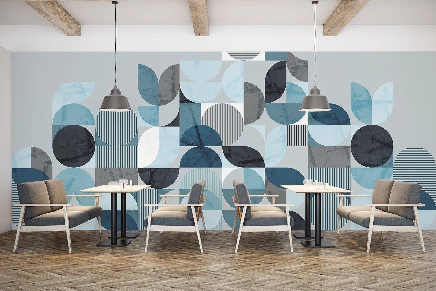 【INTERFACE Washed Denim 】 Natural Woodgrains 4.5 mm: LVT Resilient Flooring by Interface